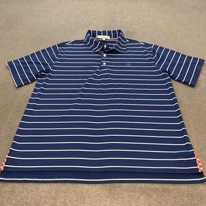 Bald Head Blues Polo Shirt Mens Large Blue Stripe Golf Performance Stretch